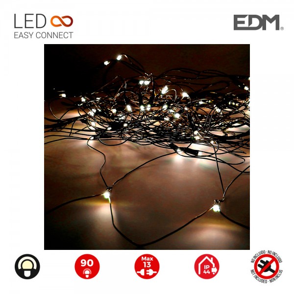 Cortina red easy-connect 2x1,5m 90 leds blanco calido 30v (interior-exterior) edm total 1,62w