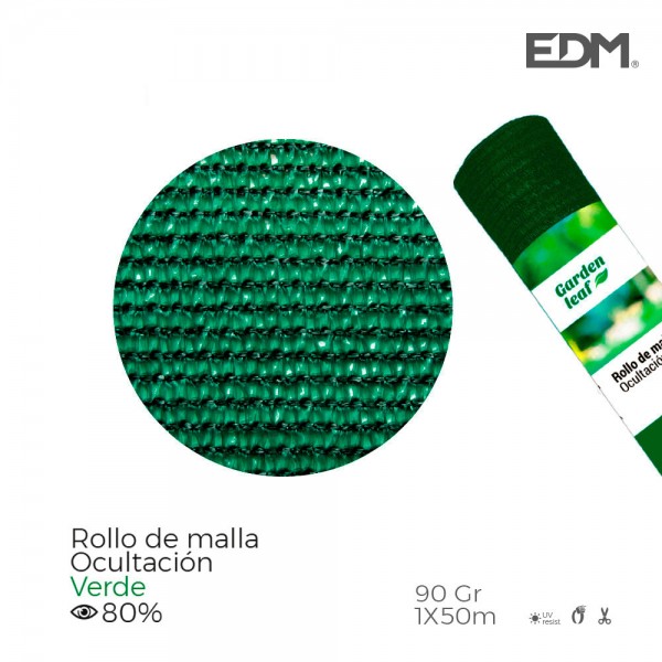 Rollo de malla de ocultación color verde 90g 1x50m