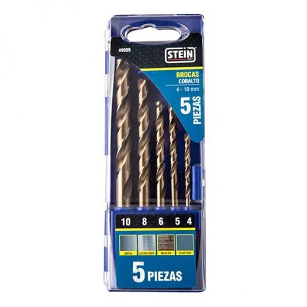Broca cobalto   4 a 10 mm.  5 pcs.
