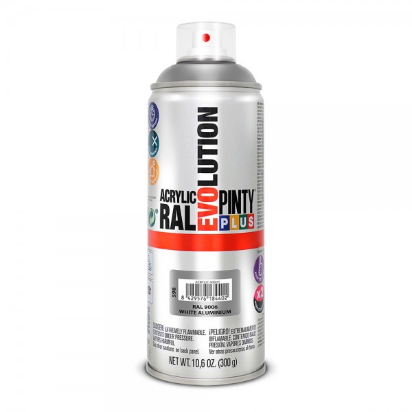 Pintura acrílica spray evolution 520 cc ral 9006 aluminio blanco (pack 2 unidades)