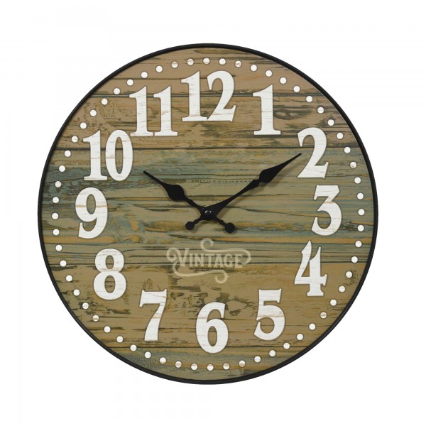 Reloj pared efecto madera redondo 35cm