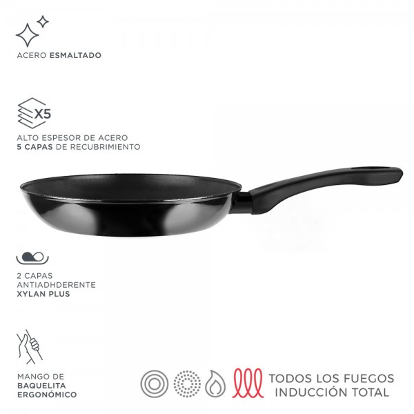 Sartén de acero aisi 430 indutherm negra ø28cm