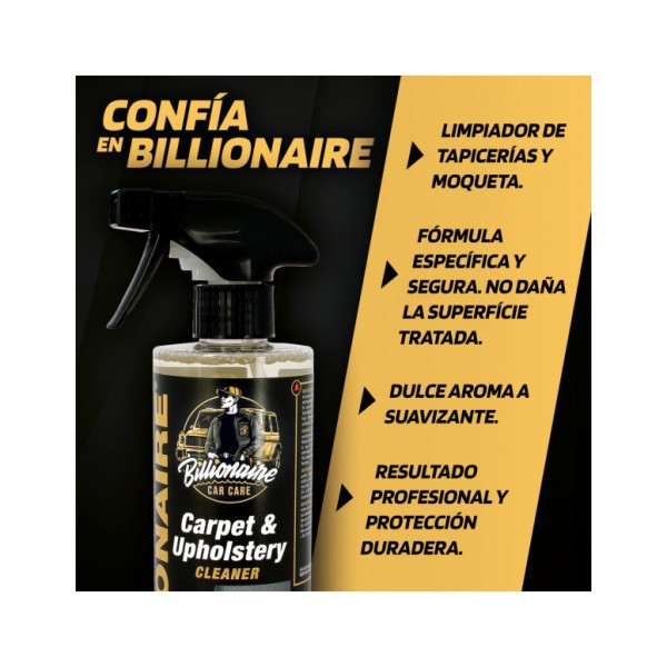 Billionaire Carpet & Upholstery Cleaner Limpiatapicería y Moqueta Limpiador Multiusos Aroma a Suavizante 500ml