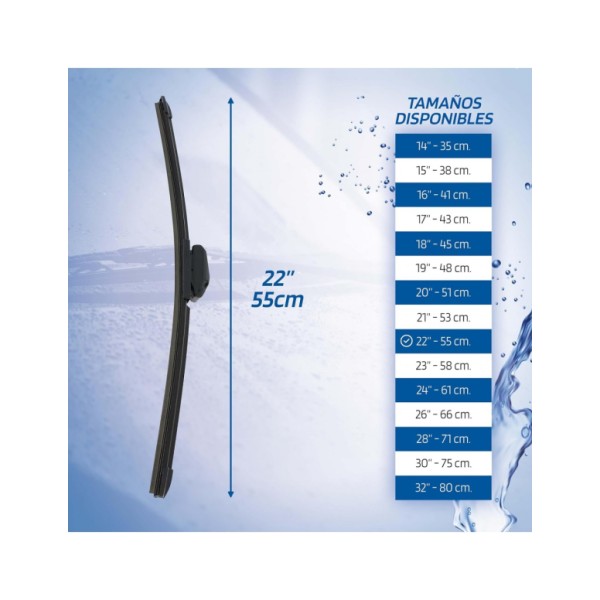 Escobilla Limpiaparabrisas Ultra Flex Series 22" 55 cm 1 Unidad con 8 Adaptadores