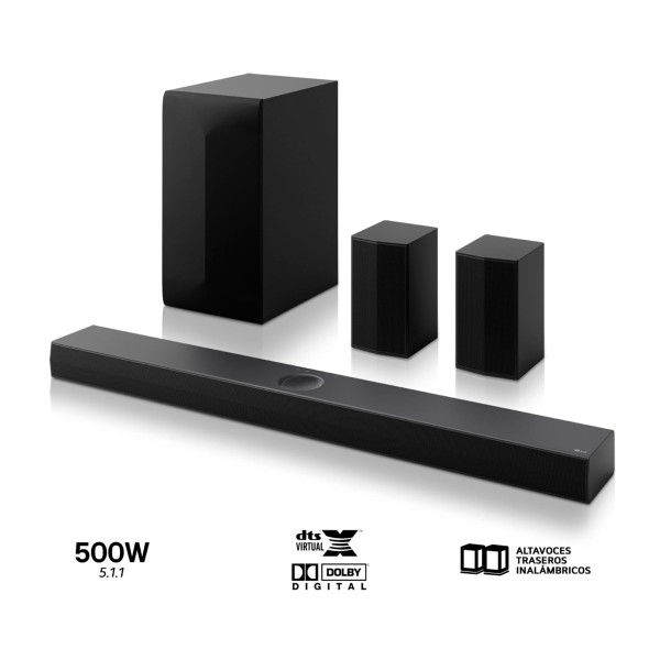 Lg s70tr black /  barra de sonido con subwoofer inalámbrico y traseros 500w 5.1.1ch