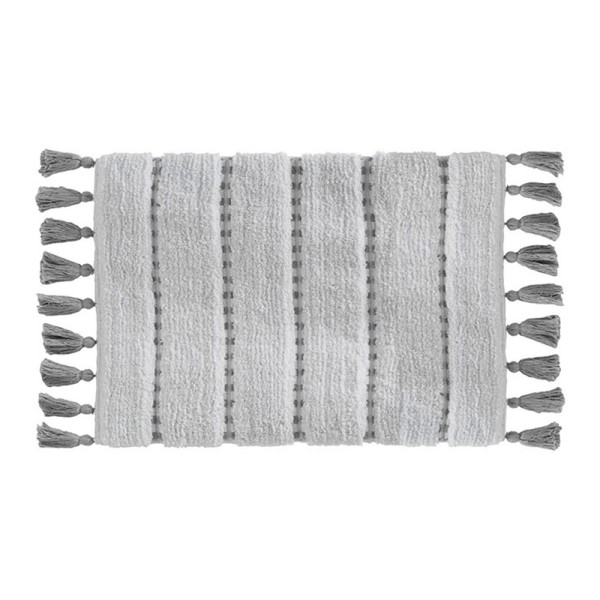 Alfombra de baño 'pom pom' gris 50 x 75 cm