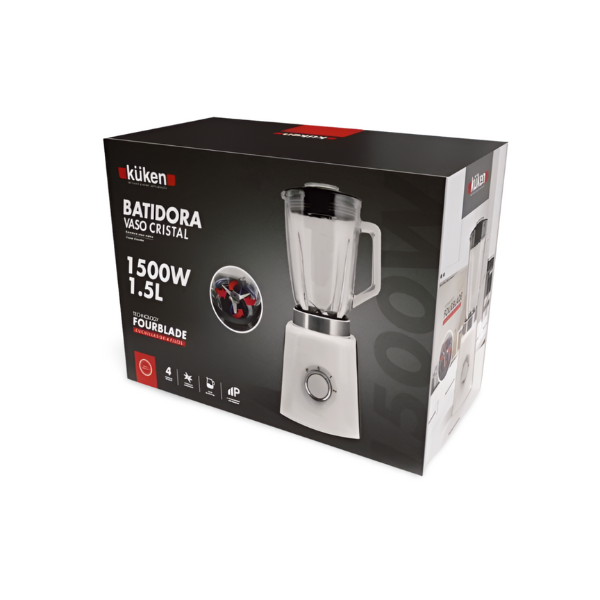 Batidora vaso cristal 1.5l 1500w.kuken