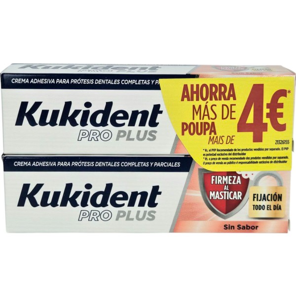 Kukident Pro Plus Firmeza Al Masticar 2x40g Sin Sabor Promo